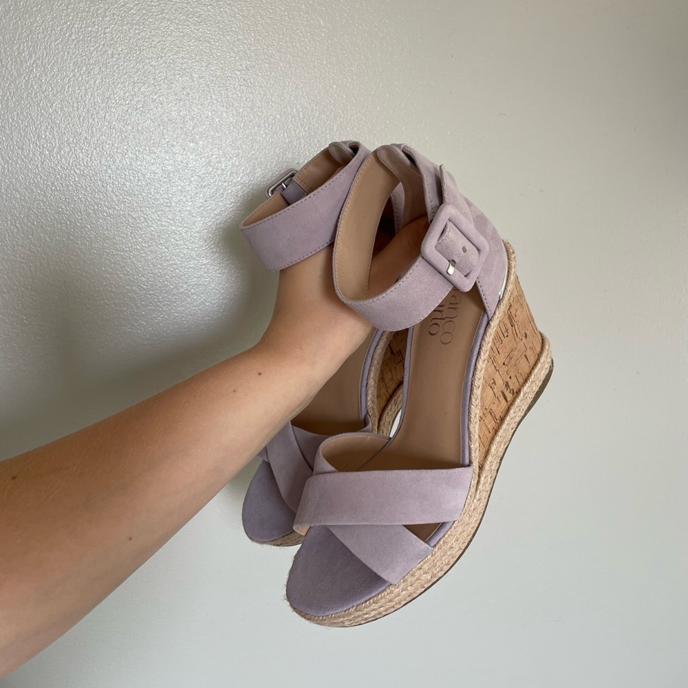 Franco Sarto Lavender Strap Wedge Heels